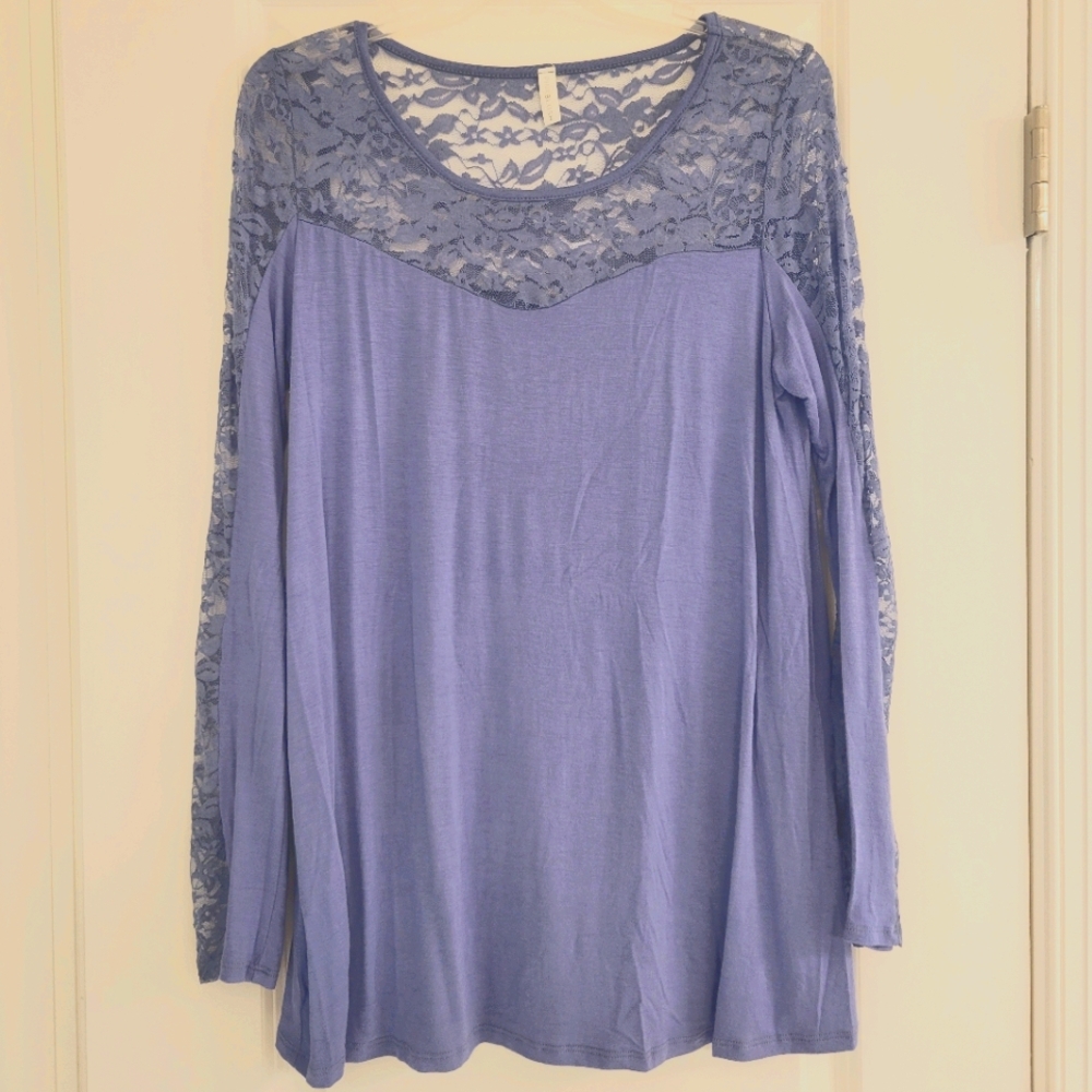 PinkBlush Periwinkle Lace Maternity Top